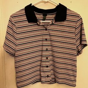 Cropped, Collared & Stripes Button up Top